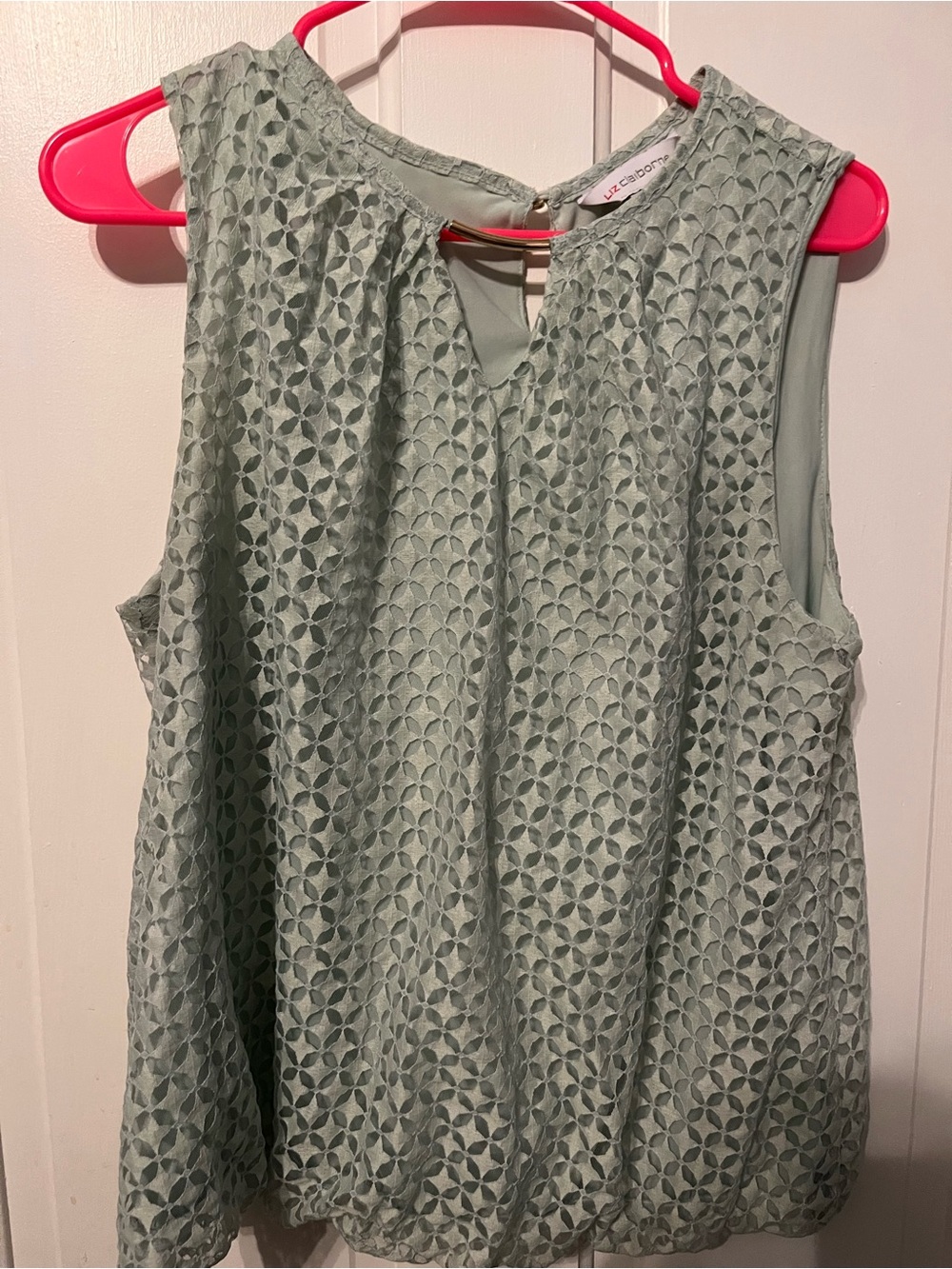 Liz Claiborne Mint Green Lace Overlay Sleeveless Camisole